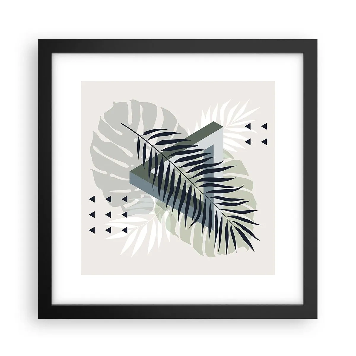 Plakat i sort ramme - Natur og geometri - to ordener? - 30x30 cm