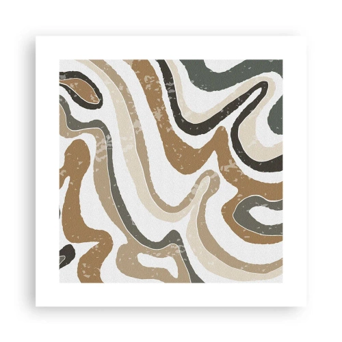 Plakat - Slyngninger af jordfarver - 40x40 cm