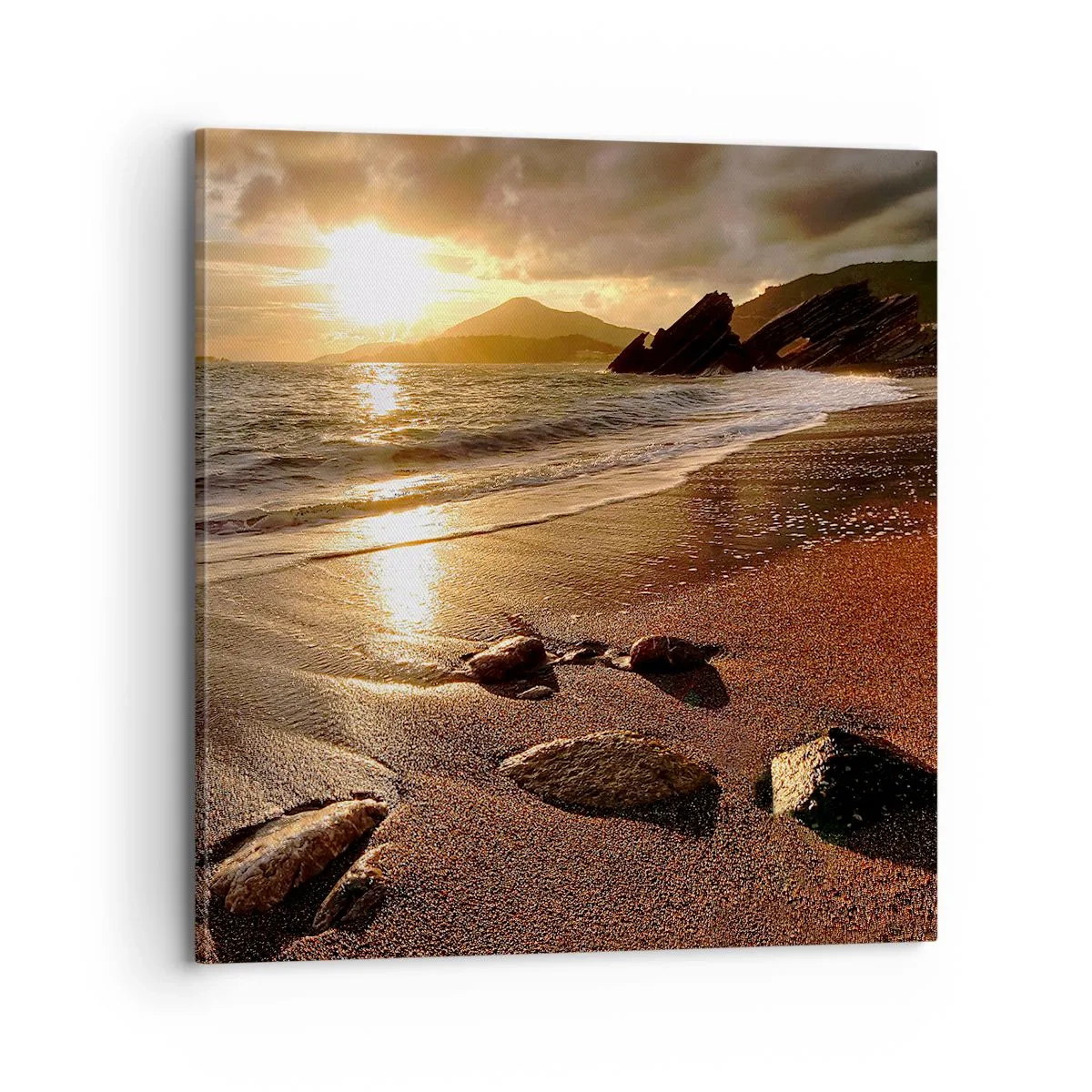 Lærredstryk - Billede på lærred - Følg solen til bjergene - 70x70 cm