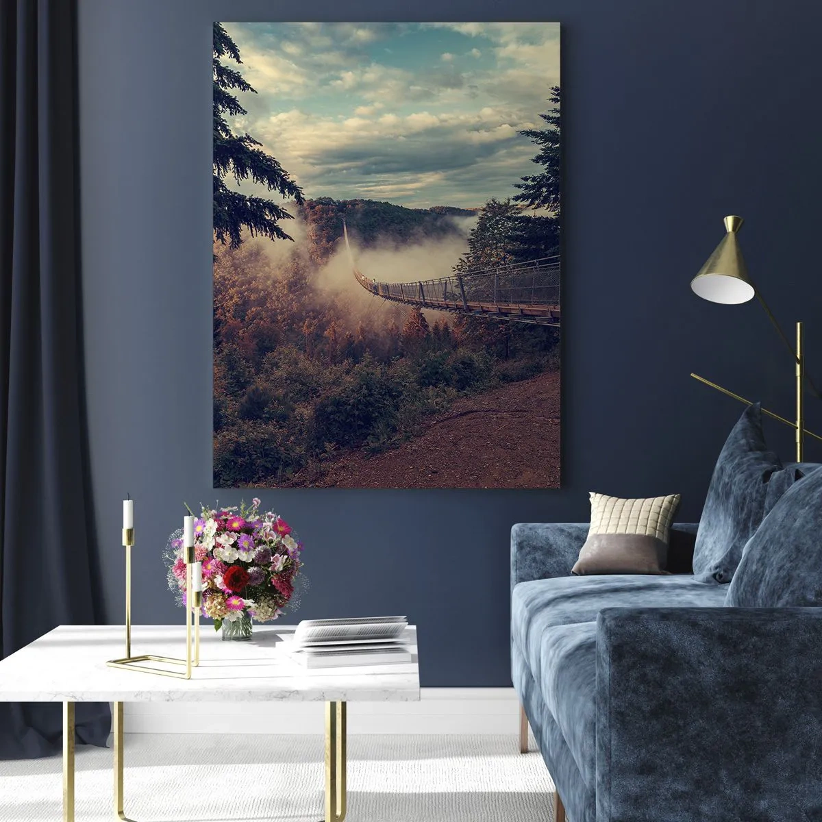 Billede på glas - Over efterårsskoven - 70x100 cm