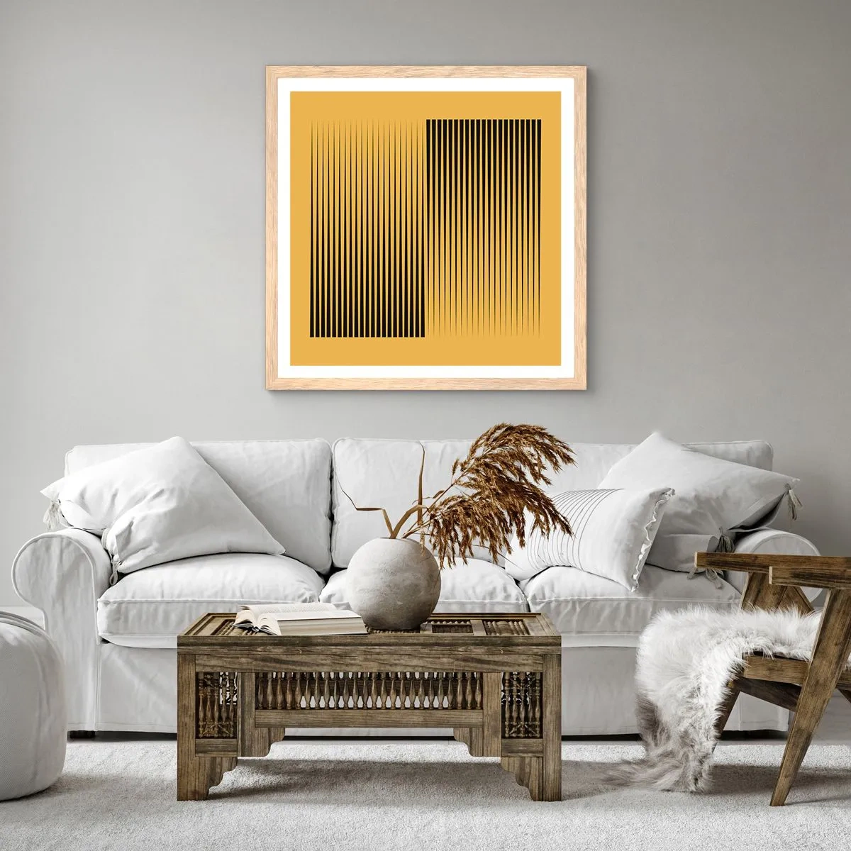 Plakat i ramme af lyst egetræ - Modsætningernes kvadrat - 60x60 cm