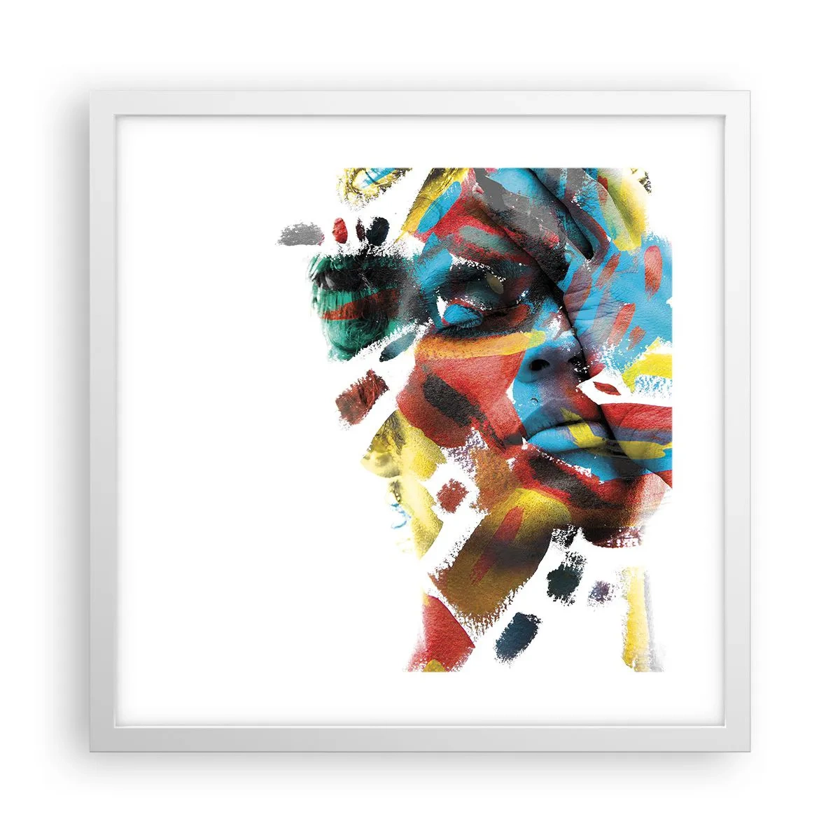 Plakat i hvid ramme - Farverig personlighed - 40x40 cm