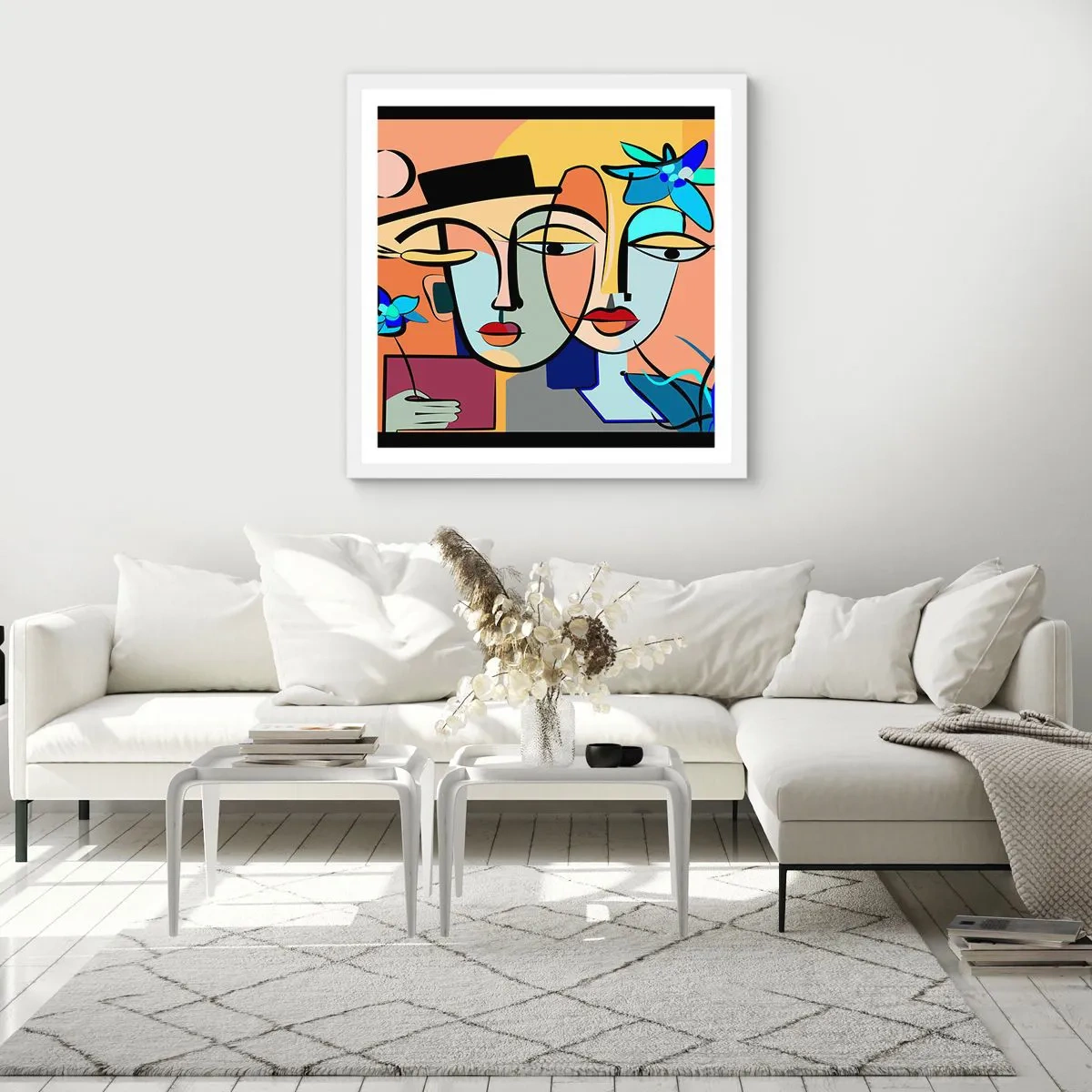 Plakat i hvid ramme - Picassos randez vous - 60x60 cm