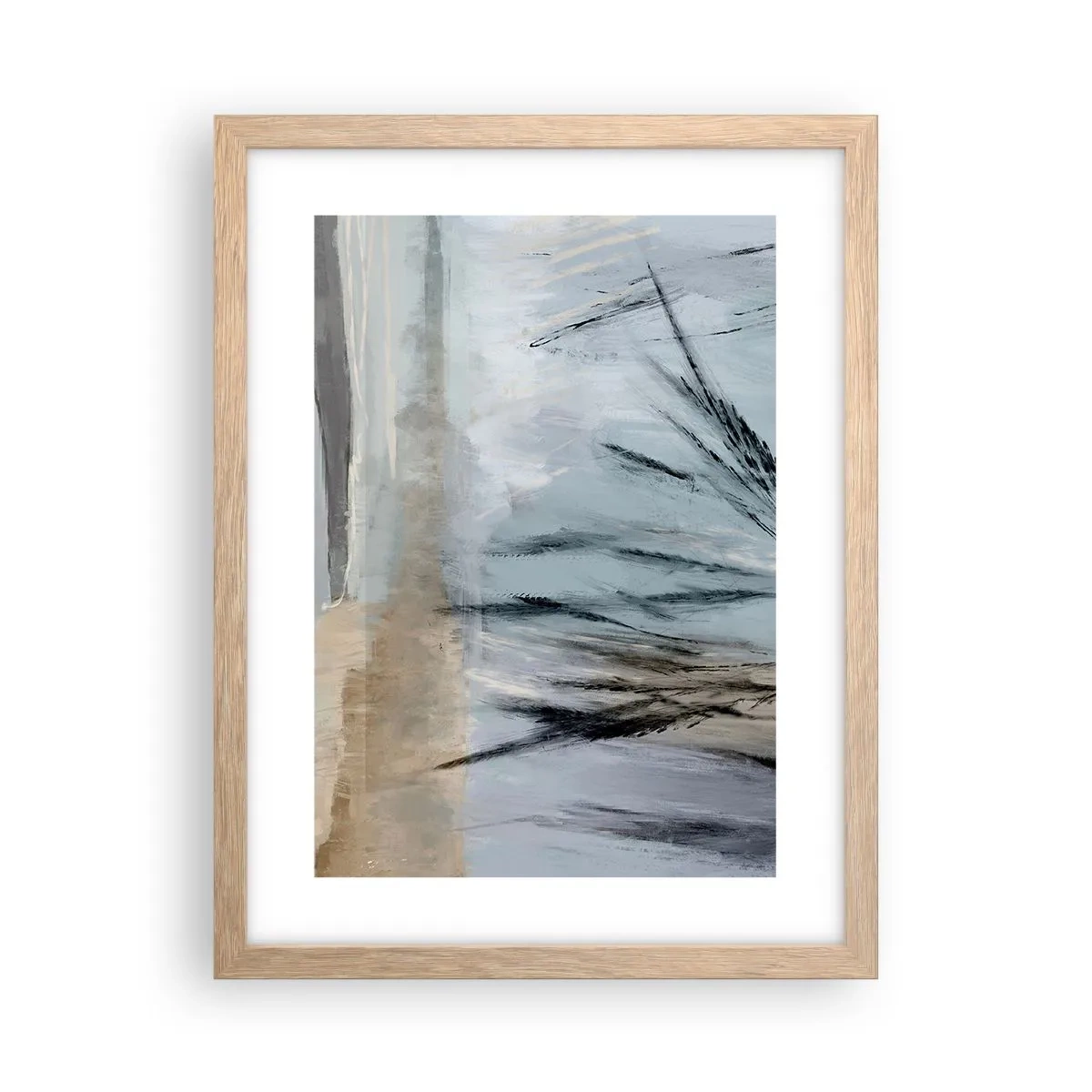 Plakat i ramme af lyst egetræ - Vintermarker - 30x40 cm