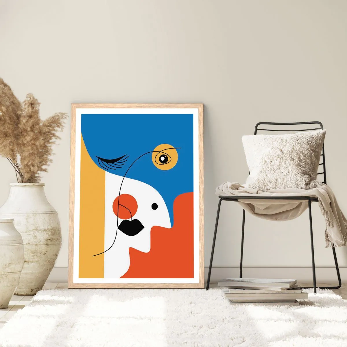 Plakat i ramme af lyst egetræ - Dekonstrueret portræt - 30x40 cm