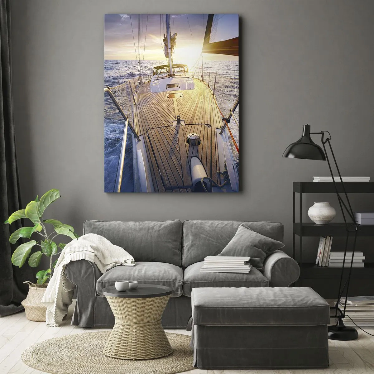 Lærredstryk - Billede på lærred - Løber på bølgerne - 50x70 cm