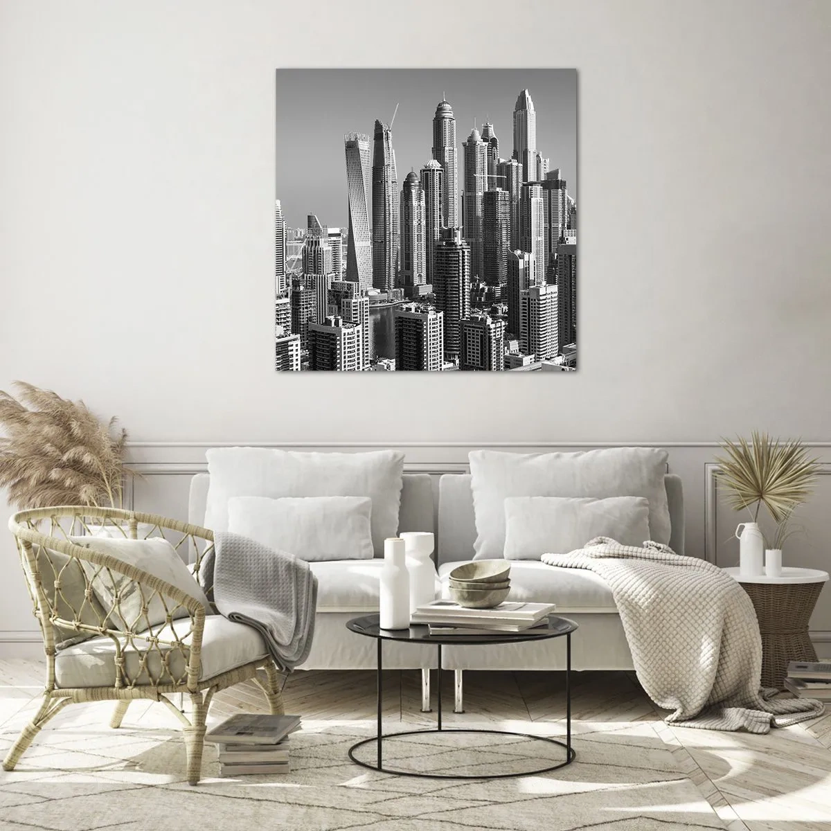 Billede på glas - Byen over ørkenen - 30x30 cm