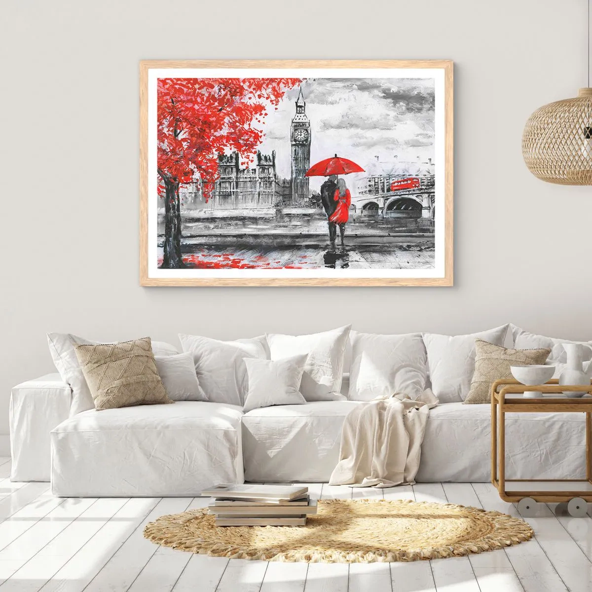 Plakat i ramme af lyst egetræ - Forelsket i London - 50x40 cm