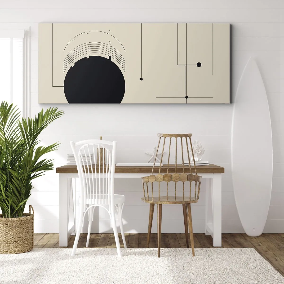 Lærredstryk - Billede på lærred - Fjedrende og dynamisk komposition - 100x40 cm