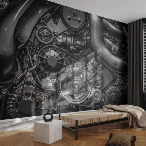 Fototapet Selvklæbende Deluxe Sticker - Mekanikkens poesi - Motor, Mekaniker, Metal - 200x140 cm