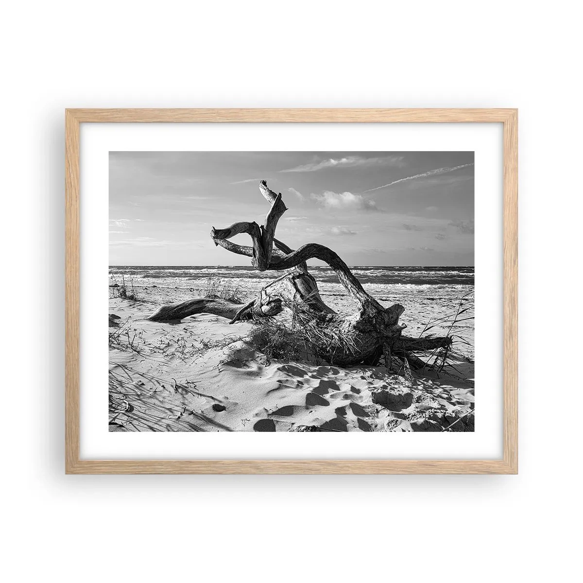 Plakat i ramme af lyst egetræ - Havets skulptur - 50x40 cm