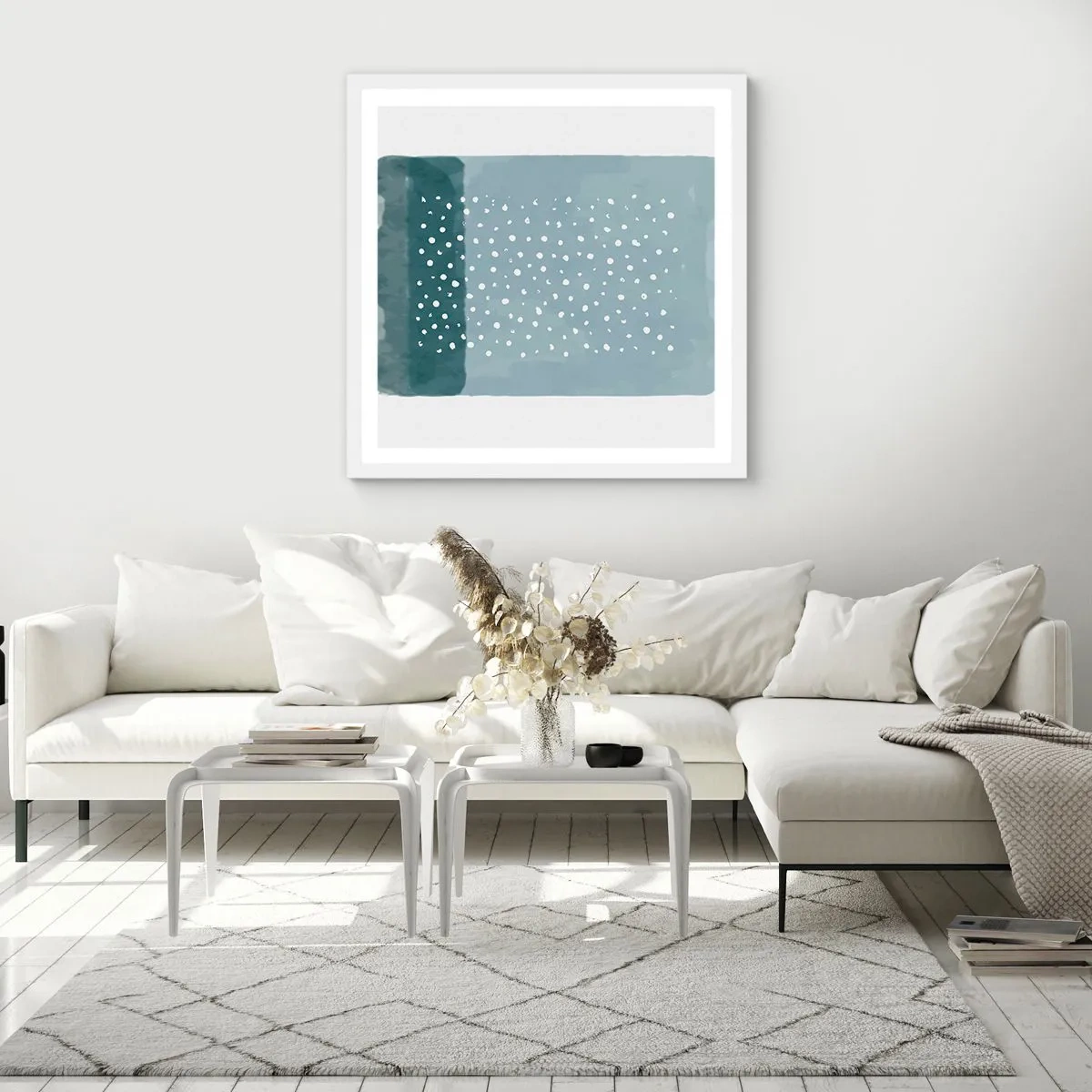 Plakat i hvid ramme - Dyrket i blåt - 30x30 cm