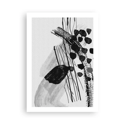 Plakat - Sort og hvid organisk abstraktion - 50x70 cm