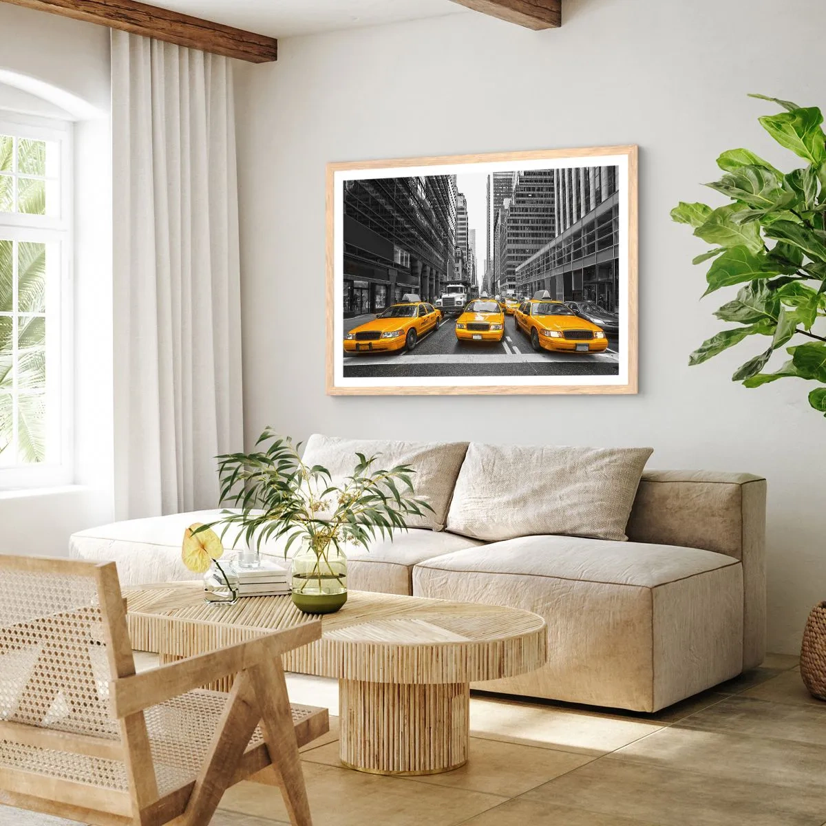 Plakat i ramme af lyst egetræ - Det er os, der farver byen - 40x30 cm