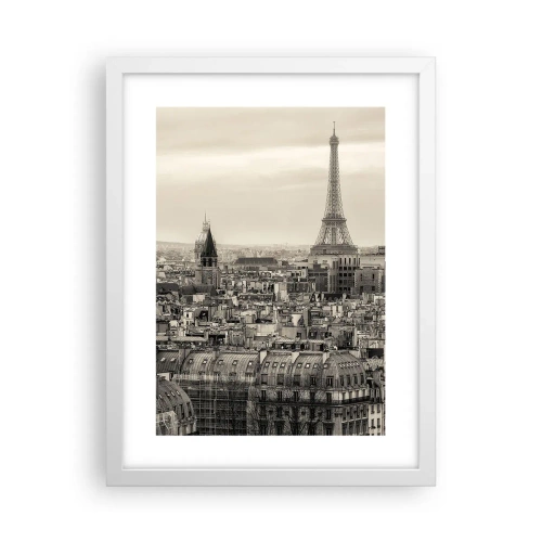 Plakat i hvid ramme - Over Paris' hustage - 30x40 cm