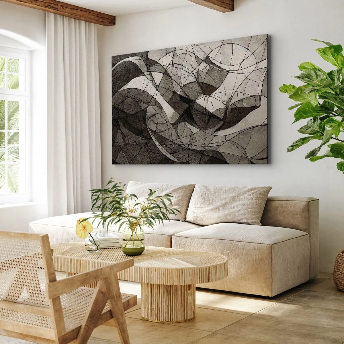 Lærredstryk - Billede på lærred - Abstrakt mønster i brune og jordagtige toner - 70x50cm - Cirkulation af jordens farver - Moderne vægdekoration til stue og soveværelse ARTTOR