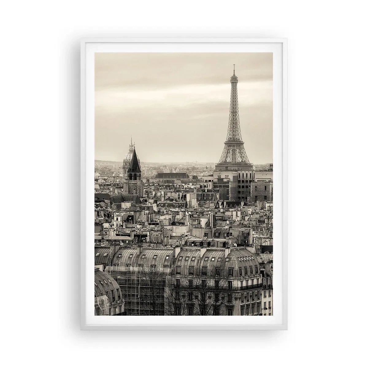Plakat i hvid ramme - Over Paris' hustage - 70x100 cm