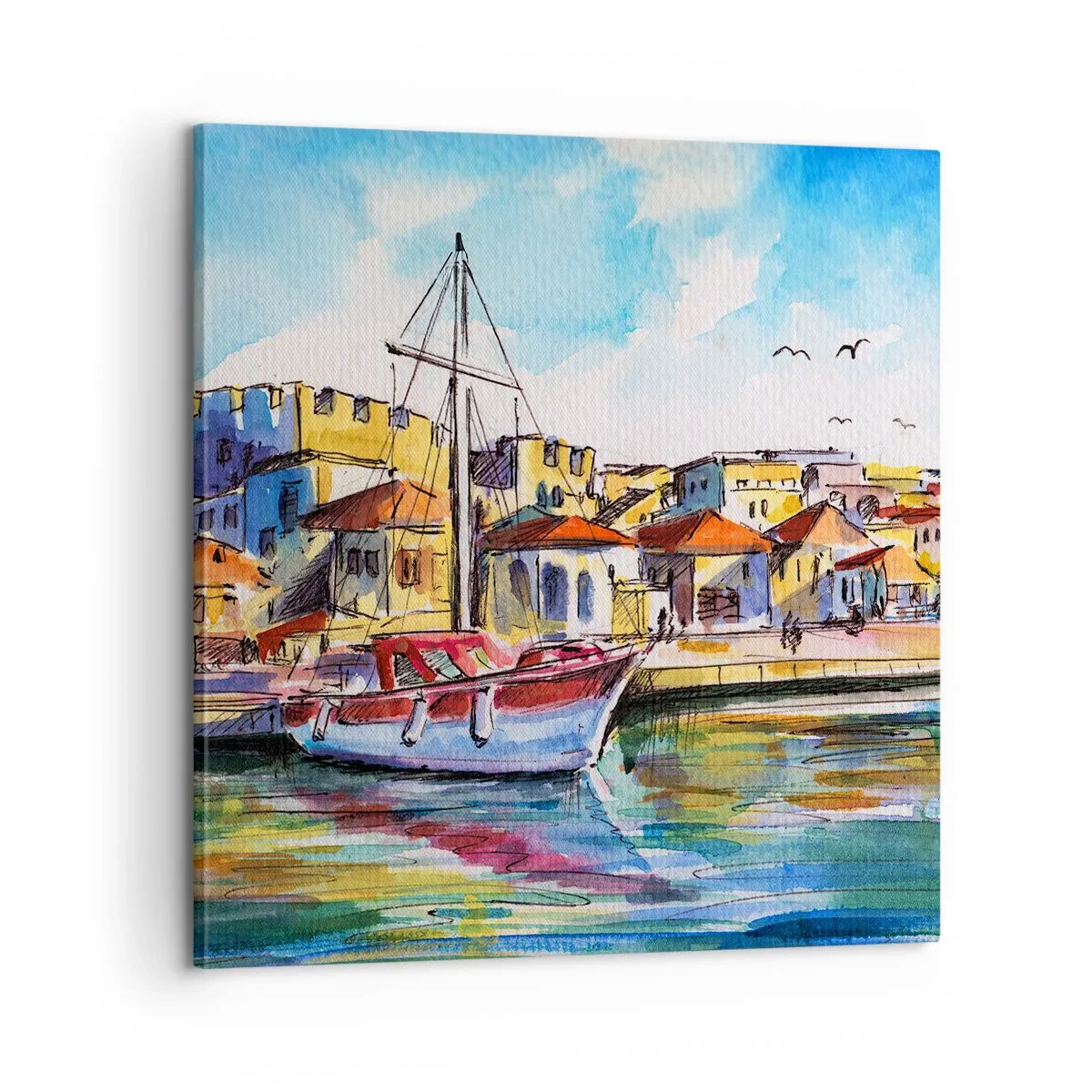 Lærredstryk - Billede på lærred - Regnbue eftermiddag - 60x60 cm