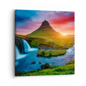 Lærredstryk - Billede på lærred - Island - ild og vand - 30x30 cm