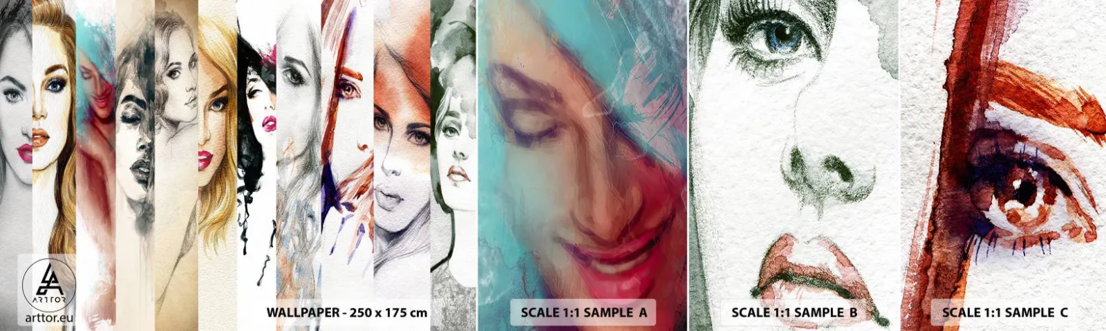 Prøve Fototapet Selvklæbende Deluxe Sticker - Og det er altid DIG - Kvinde, Kvindens ansigt, Portræt - 100x30 cm