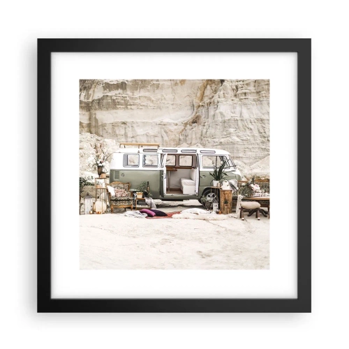 Plakat i sort ramme - Tid til at starte rejsen - 30x30 cm