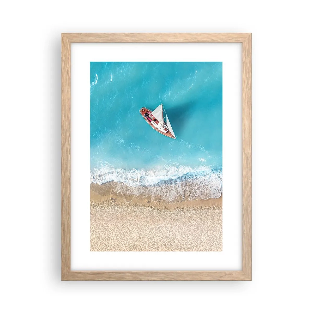 Plakat i ramme af lyst egetræ - På grænsen mellem blå og guld - 30x40 cm
