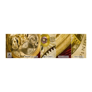 Prøve Fototapet Premium Canvas - Følg med tiden - Ur, Ur mekanisme, Årgang - 100x30 cm