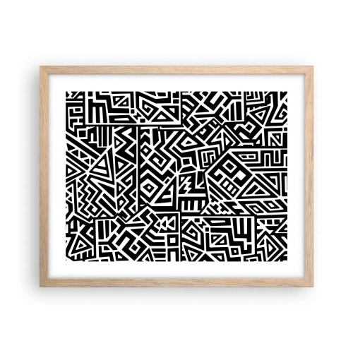 Plakat i ramme af lyst egetræ - Præcolumbiansk sammensætning - 50x40 cm