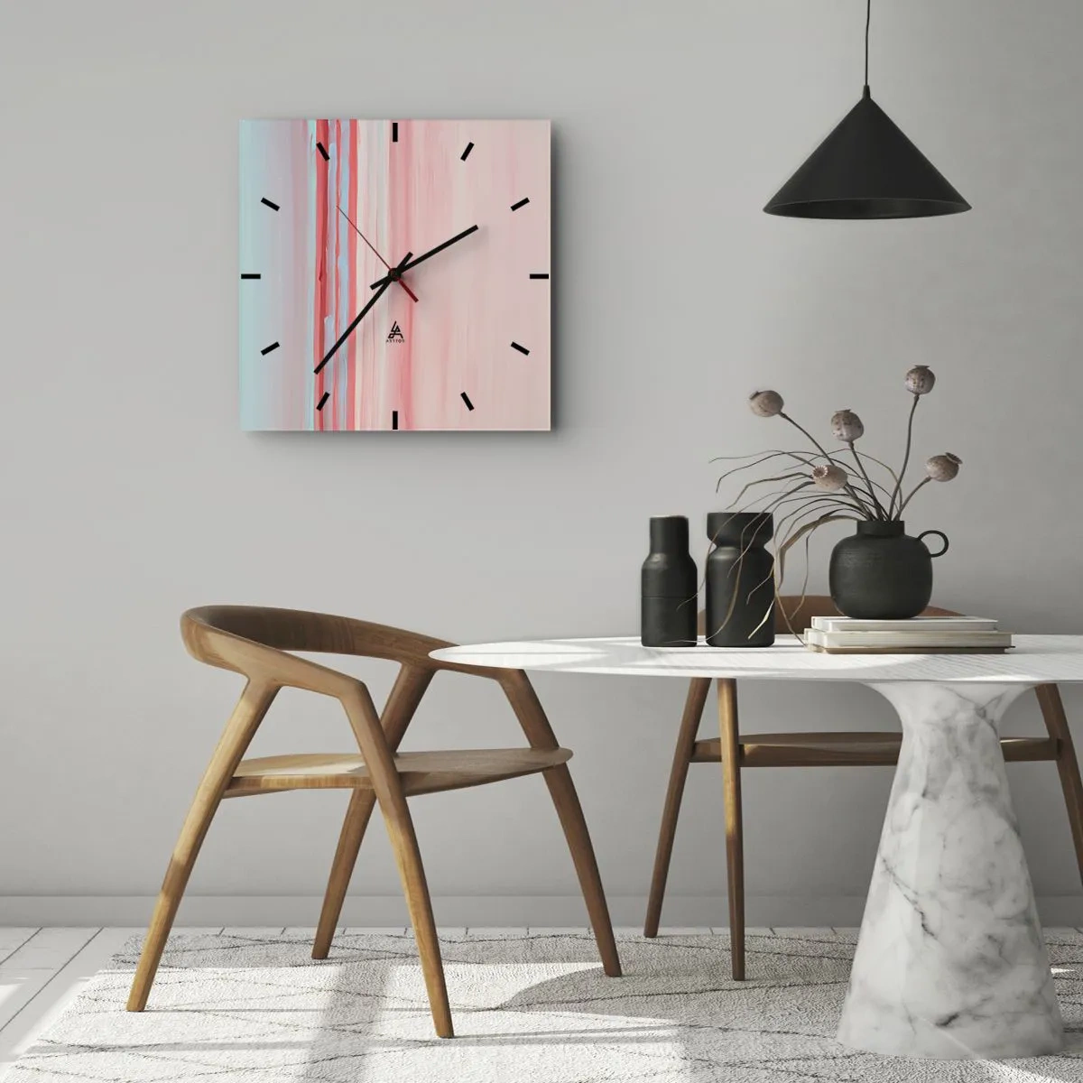 Vægur, Uret - Abstraktion ved daggry - 40x40 cm