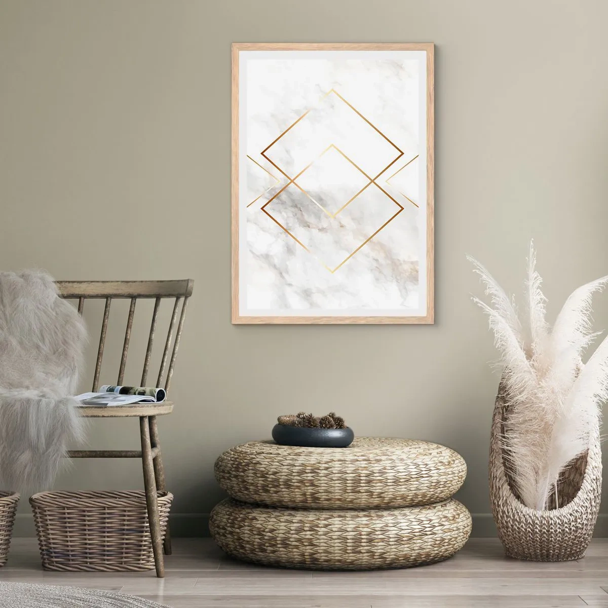 Plakat i ramme af lyst egetræ - Udsigt til det uendelige - 61x91 cm