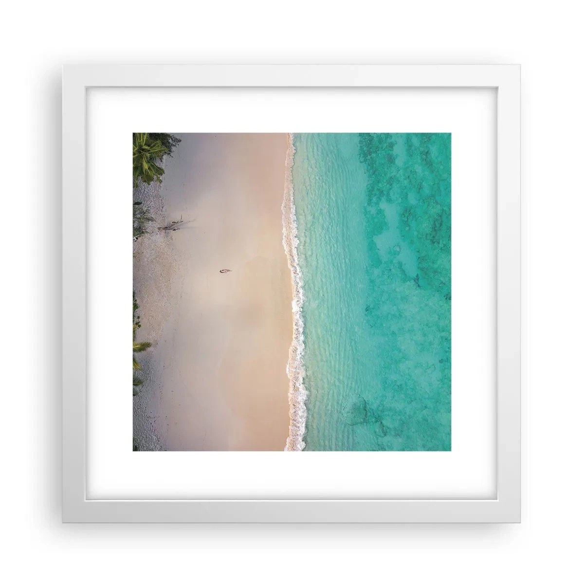Plakat i hvid ramme - Paradis strand - 30x30 cm