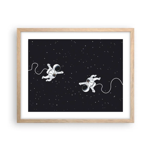 Plakat i ramme af lyst egetræ - Rummet vikler sig sammen - 50x40 cm