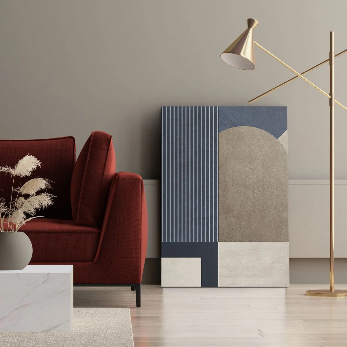 Lærredstryk - Billede på lærred - En komposition af enkelhed og rundhed - 55x100 cm