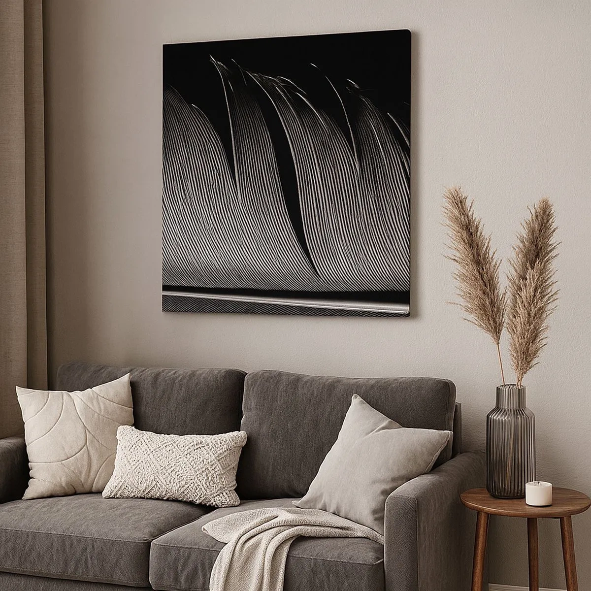 Lærredstryk - Billede på lærred - Fjer - en vidunderlig konstruktion - 30x30 cm