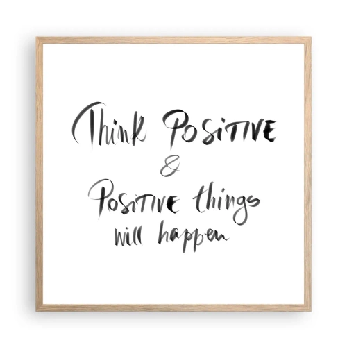 Plakat i ramme af lyst egetræ - Hvordan skal man leve? - 60x60 cm