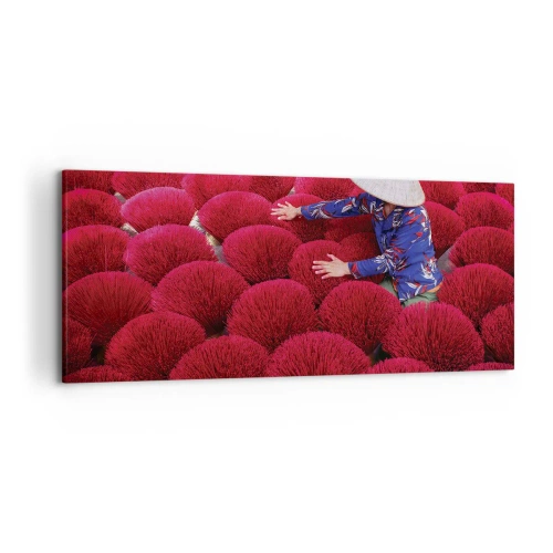 Lærredstryk - Billede på lærred - I en rismark - 120x50 cm