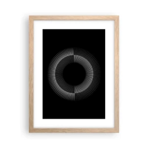 Plakat i ramme af lyst egetræ - Sort sol - 30x40 cm