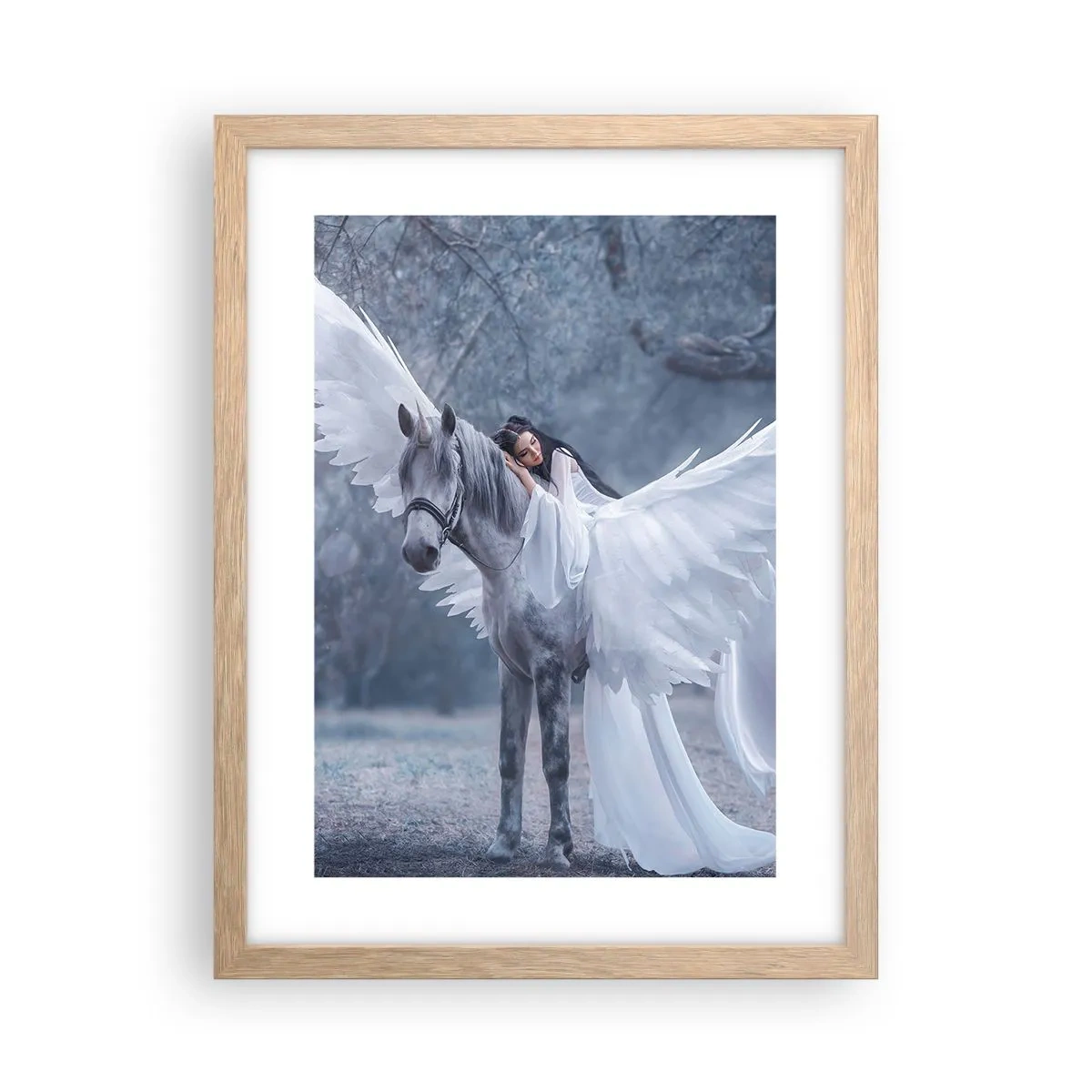 Plakat i ramme af lyst egetræ - Inspireret øjeblik - 30x40 cm