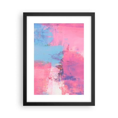 Plakat i sort ramme - Lyserød, blå og en knivspids lys - 30x40 cm