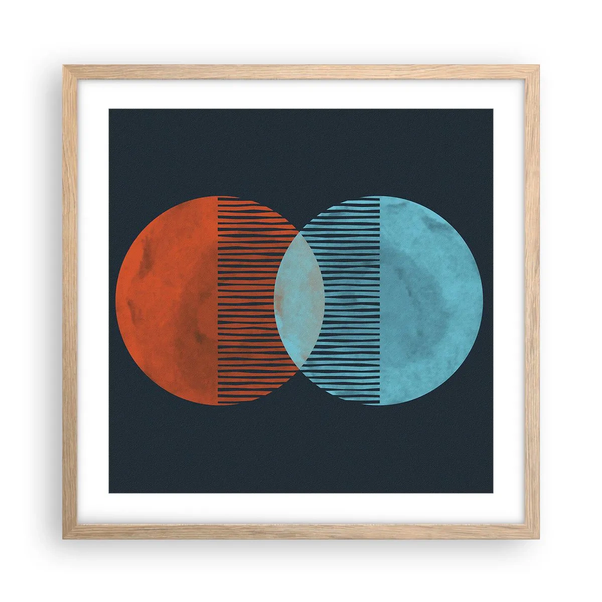 Plakat i ramme af lyst egetræ - Astronomisk fantasi - 50x50 cm