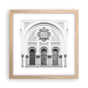 Plakat i ramme af lyst egetræ - På grænsen mellem kulturer - 30x30 cm