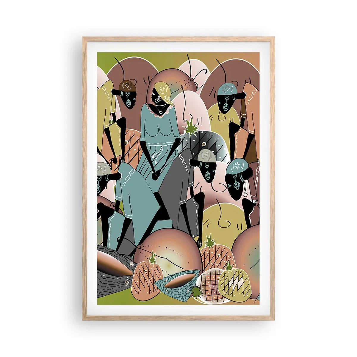 Plakat i ramme af lyst egetræ - Den store fejring er på vej - 61x91 cm