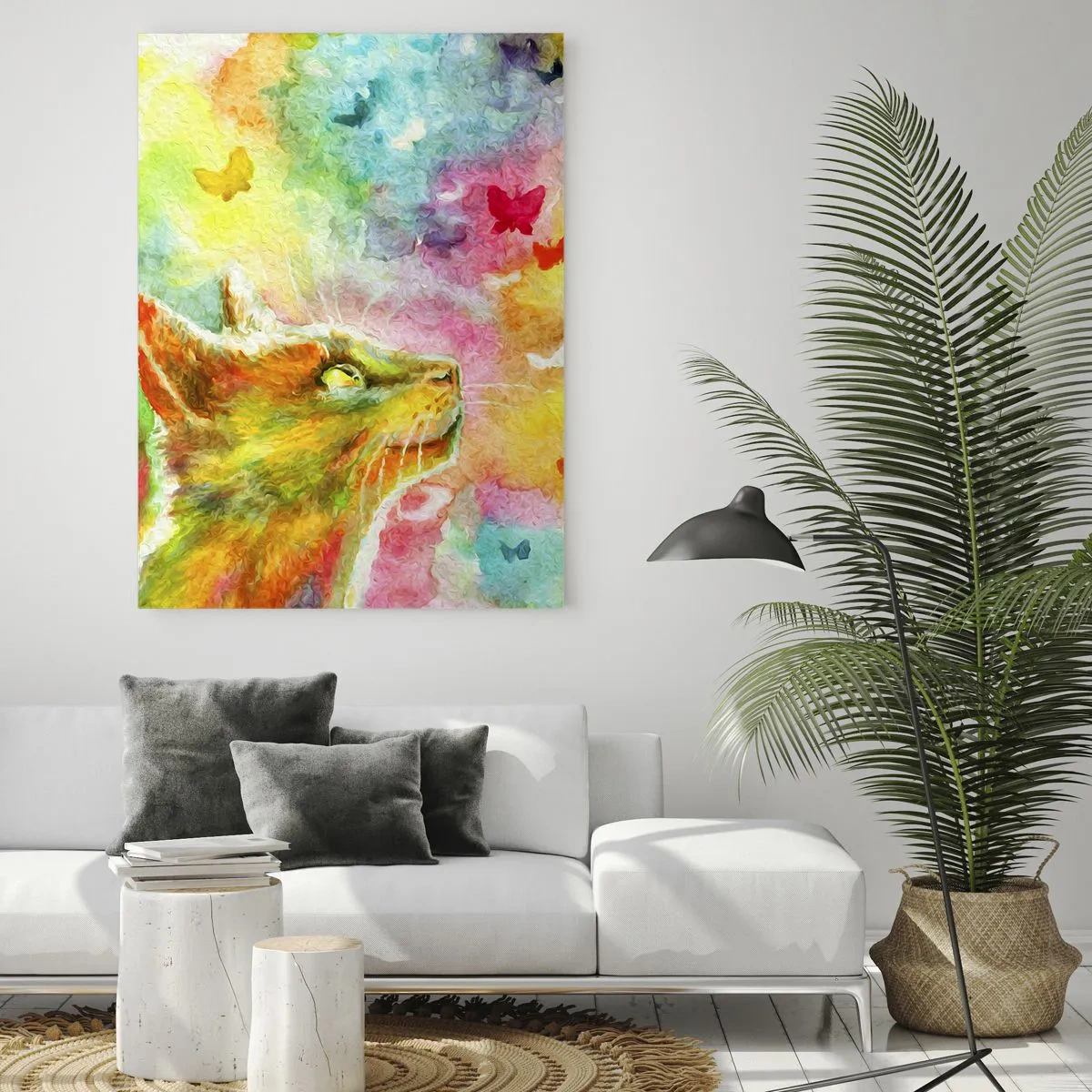 Billede på glas - Kattens høje himmel - 50x70 cm