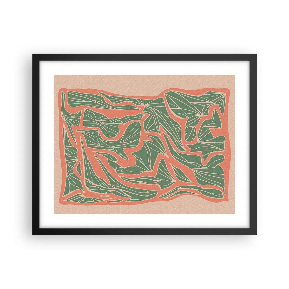 Plakat i sort ramme - En kamp mellem koral og grøn - 50x40 cm