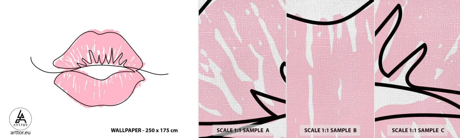 Prøve Fototapet Premium Canvas - Klar til at kysse? - Grafik, Pink læber, Stykke - 100x30 cm