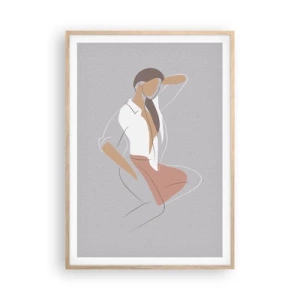 Plakat i ramme af lyst egetræ - Omrids af nåde - 70x100 cm