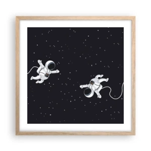 Plakat i ramme af lyst egetræ - Rummet vikler sig sammen - 50x50 cm