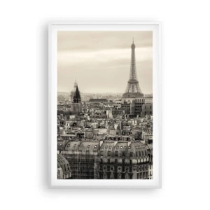 Plakat i hvid ramme - Over Paris' hustage - 61x91 cm