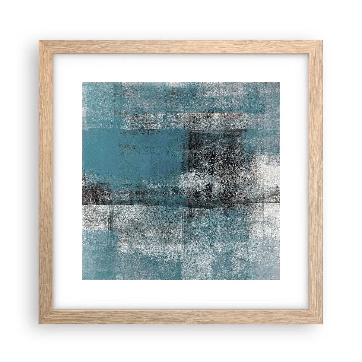 Plakat i ramme af lyst egetræ - Vand og luft - 30x30 cm