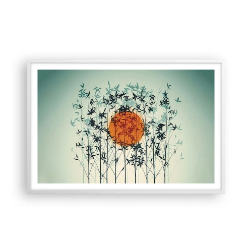Plakat i hvid ramme - Japansk sol - 91x61 cm